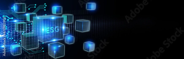 Obraz ESG Environmental Social Governance concept. Technology, Internet and network concept.3d illustration