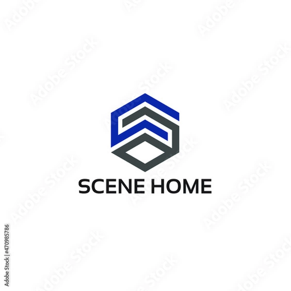 Fototapeta initial hexa home logo template