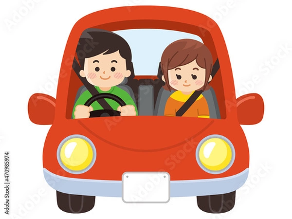 Fototapeta 車を運転するカップル　安全運転　交通安全