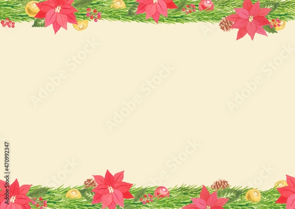 Fototapeta 水彩イラスト　クリスマス飾り　