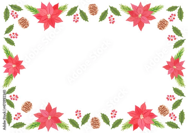 Fototapeta 水彩イラスト　クリスマス飾り　