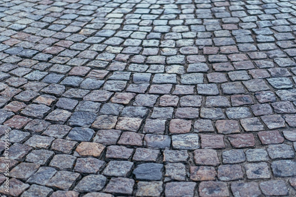 Obraz Paving stones pathway texture. Cobblestone road pattern for background