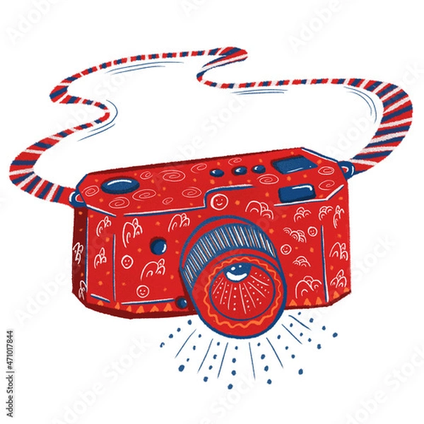 Fototapeta colorful camera on a white background, illustration