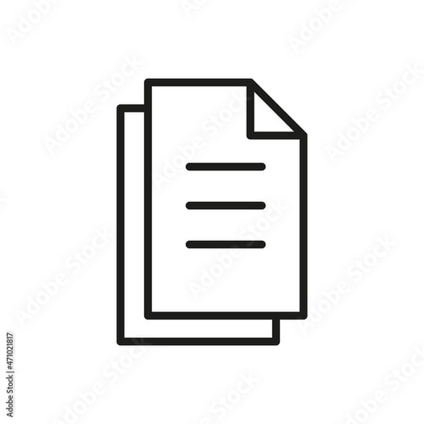 Fototapeta A4 papers simple vector icon. Two paper sheets isolated on white background. Pile of documents