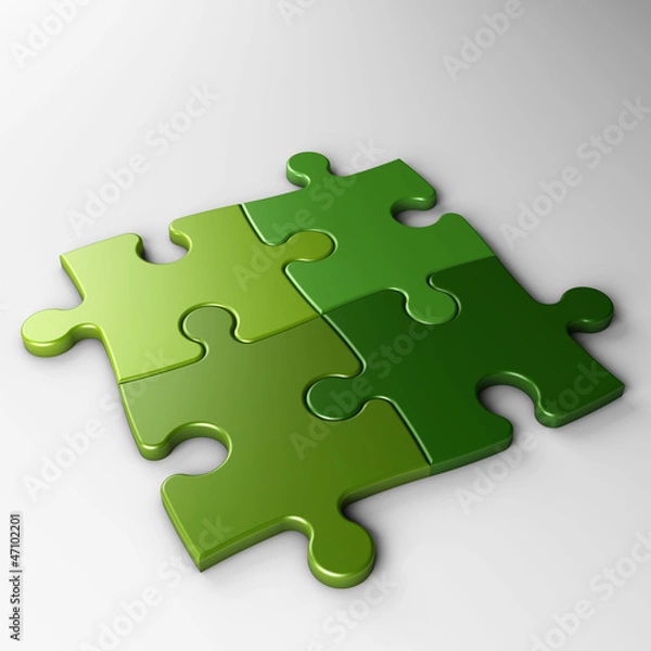 Obraz four puzzle pieces with clipping path