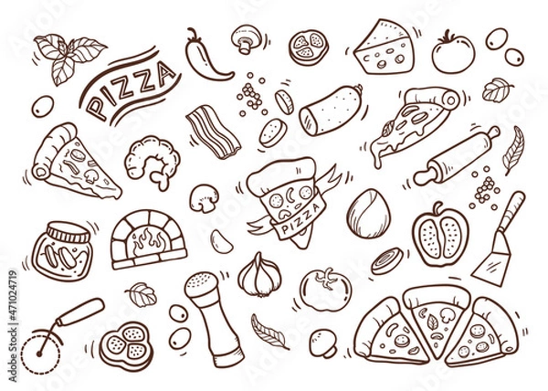Obraz Hot Pizza doodle
