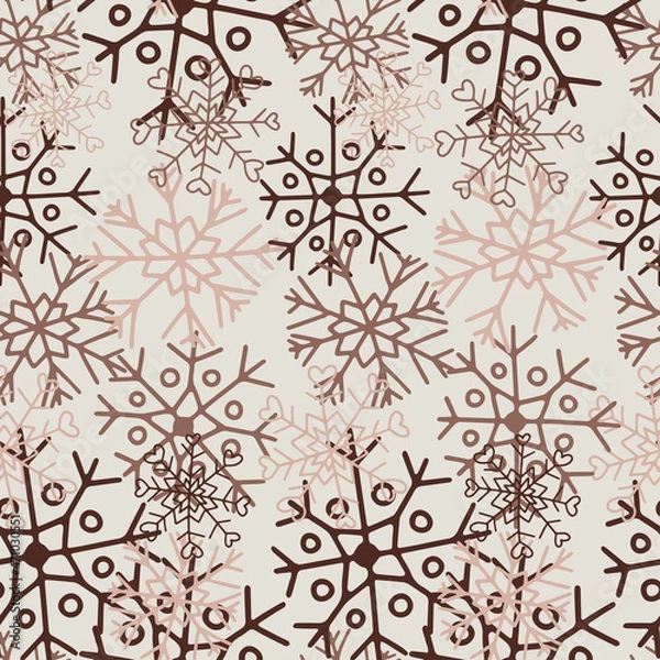 Obraz Seamless vector abstract design of lined silhouette ornamental snowflakes