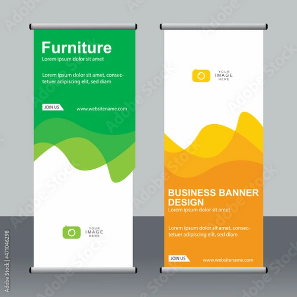 Fototapeta Abstract banner roll up set, standee banner template, Modern banner design.