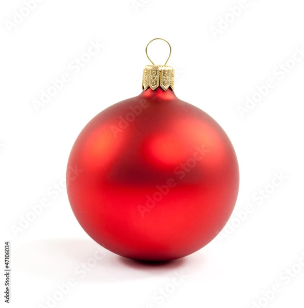 Obraz rote Weihnchtskugel vor weissem Hintergrund