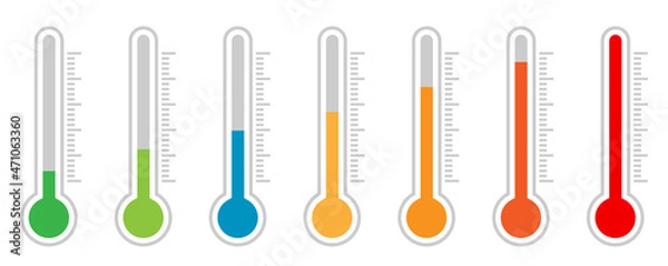 Fototapeta Thermometer Icon set. Temperature Scale Symbol. Weather Sign. 