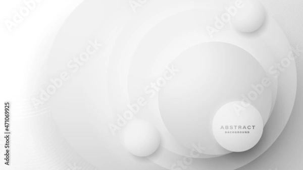 Fototapeta Modern white and grey background with 3D circle papercut layer	