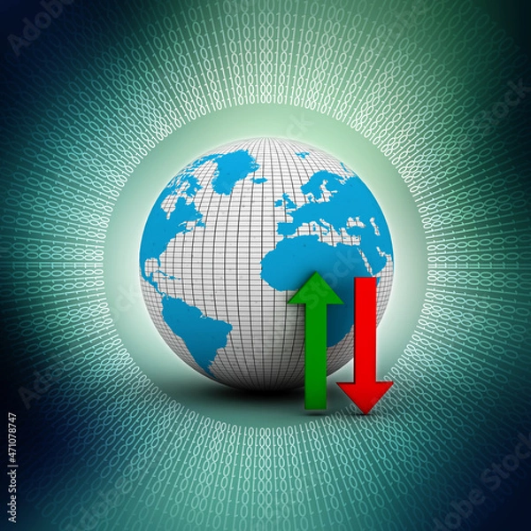 Fototapeta 

3d illustration uploading downloading arrow with globe