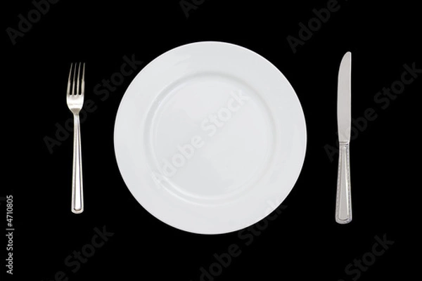 Obraz fork plate and knife