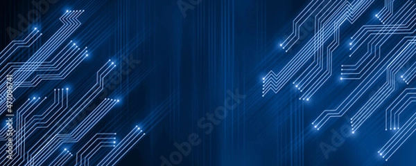 Obraz High tech technology, Blue futuristic networking