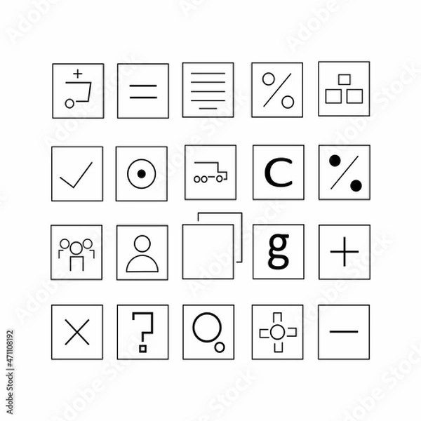 Fototapeta Icon apps set. For UI, UX, web icon and tools. Simple icon. Application, mobile apps. Box apps. 