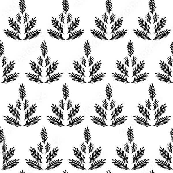 Fototapeta Seamless vector pattern coniferous tree, decorative spruce