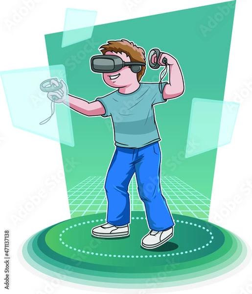 Fototapeta Person inside the virtual metaverse
