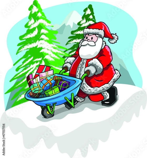 Obraz Christmas parties with gifts and Santa