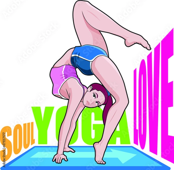 Obraz Woman practicing yoga with complicated poses