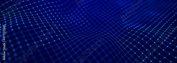 Obraz Corrupted network or connection. Abstract digital background of points and lines. Glowing plexus. Big data. Abstract technology science background. 3d rendering