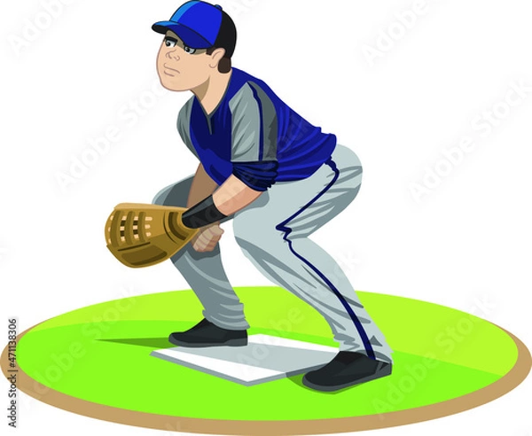 Obraz Beisbolista del jardín central esperando la pelota