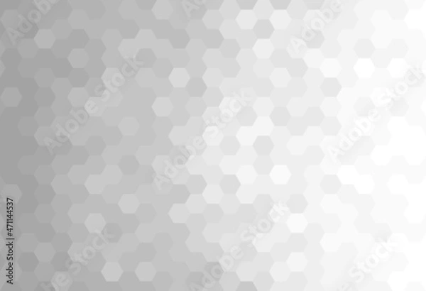 Fototapeta Abstract pattern background. Hexagon shape with gray gradient faded to white. Texture design for publication, cover, poster, brochure, flyer, banner, wall. Vector illustration.