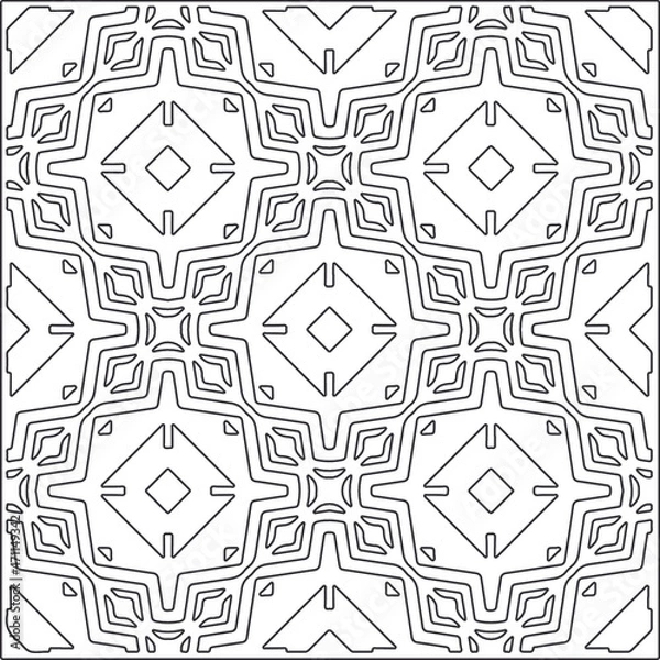 Fototapeta Vector pattern with symmetrical elements . Repeating geometric tiles from striped elements.Monochrome texture.Black and 
white pattern for wallpapers and backgrounds.