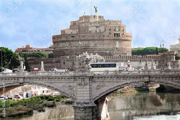 Obraz A view of the fortress of Castel Santangelo in Rome