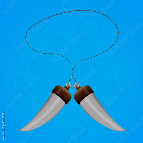 Obraz Spell amulet two teeth with rope magic