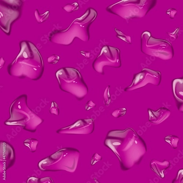 Obraz Rain drops. Drops of water on a violet background. Seamless pattern.