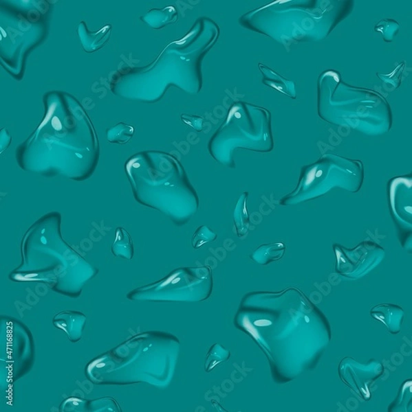 Obraz Rain drops. Drops of water on a turquoise background. Seamless pattern.
