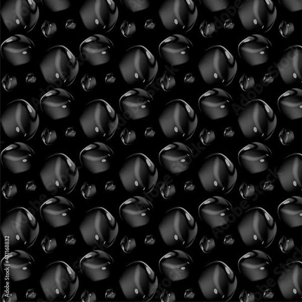 Obraz Rain drops. Drops of water on a black background. Seamless pattern.