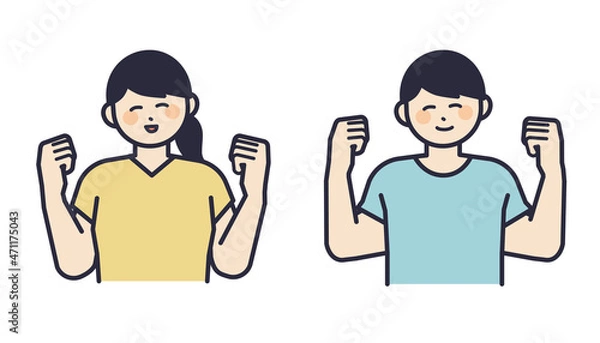 Fototapeta 元気な男性と女性のイラスト素材