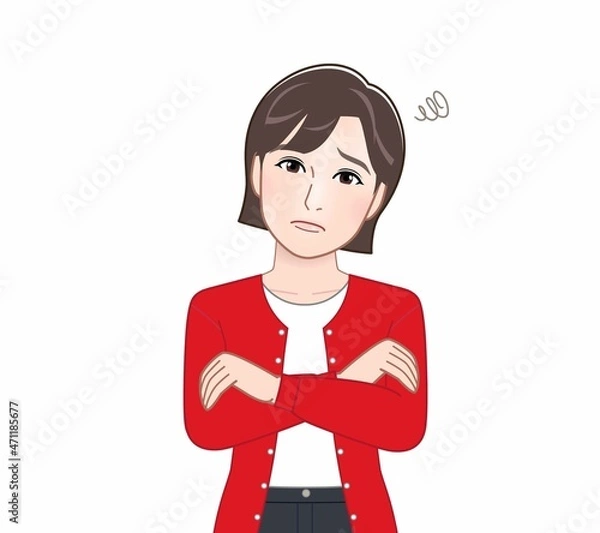 Fototapeta 赤いカーディガンを着た女性