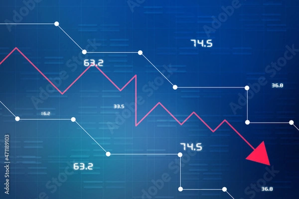 Fototapeta 2d rendering Stock market online business concept. business Graph 