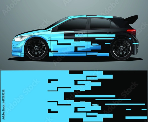 Obraz Rally car decal graphic wrap vector, abstract background