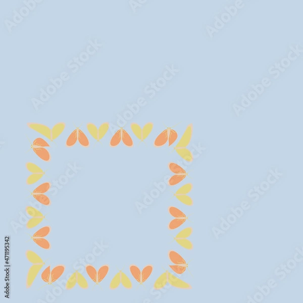 Obraz Frames on a square background - stylized moths - graphics. Design elements