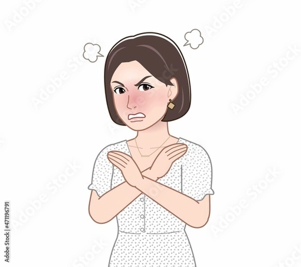 Fototapeta 白い半袖シャツを着た女性