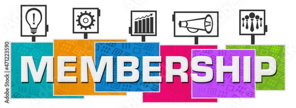 Obraz Membership Colorful Texture Blocks Symbols On Top 