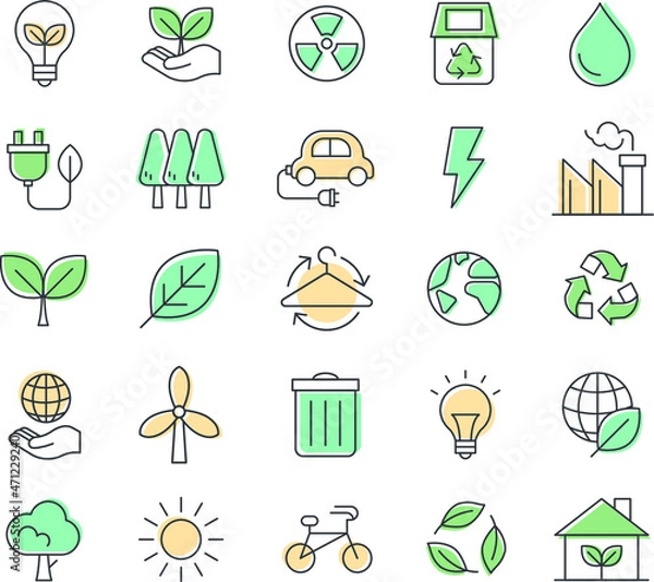 Fototapeta vector symbols collection eco friendly icons