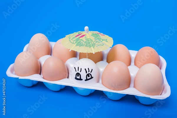 Obraz Creative eggs in a box.