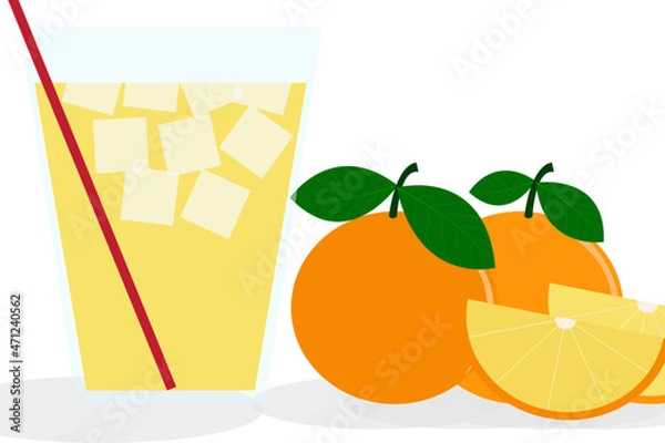 Fototapeta glass of orange juice with lemon