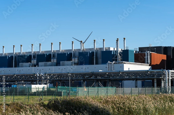 Fototapeta Exterior of a large data and server complex.