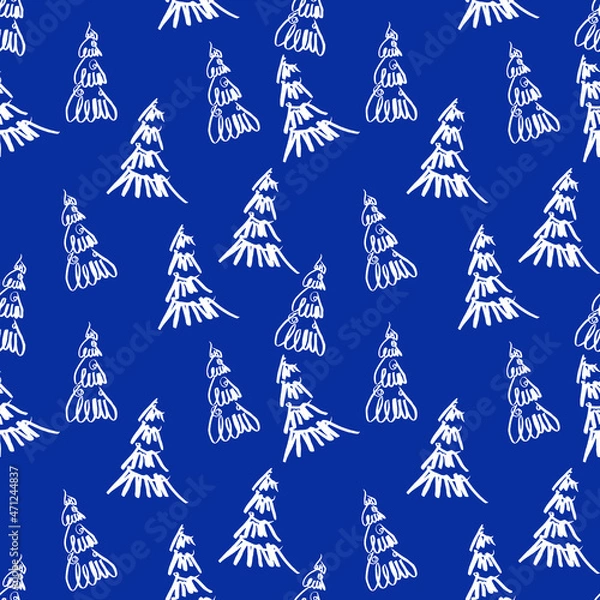 Obraz Seamless texture Christmas tree marker lines holiday new year christmas spruce blue