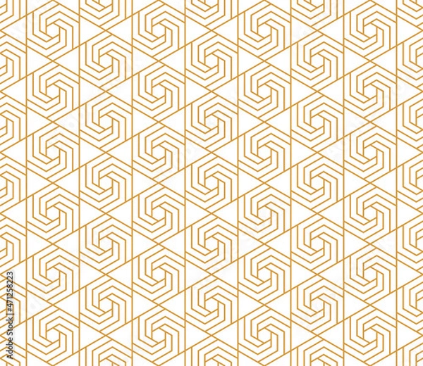 Fototapeta The geometric pattern with lines. Seamless vector background. White and gold texture. Graphic modern pattern. Simple lattice graphic design