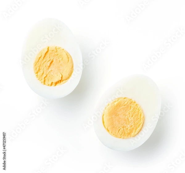 Obraz Hard boiled eggs isolated on white, from above