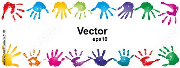 Obraz Vector conceptual human hand paint print frame