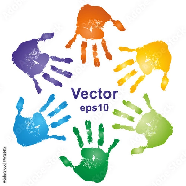 Obraz Vector conceptual circle colorful hand prints