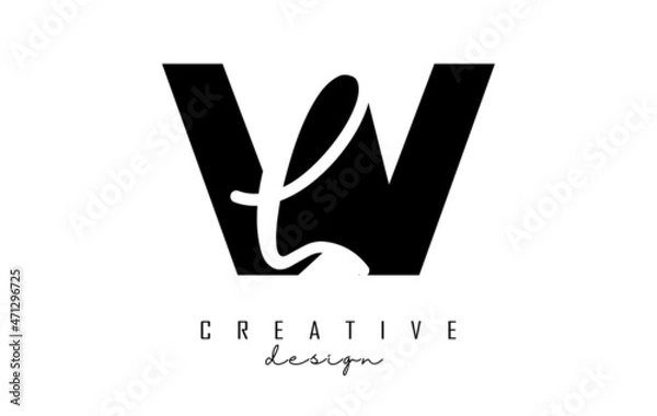 Fototapeta Letters WL logo with a minimalist design. Letters W and L with geometric and handwritten typography. Creative Vector Illustration with letters.