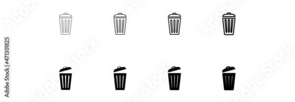 Obraz set trash can icon, set delete icon symbol
